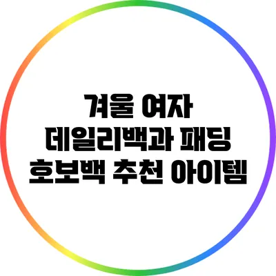 겨울 여자 데일리백과 패딩 호보백 추천 아이템