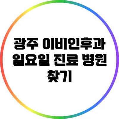 광주 이비인후과 일요일 진료 병원 찾기