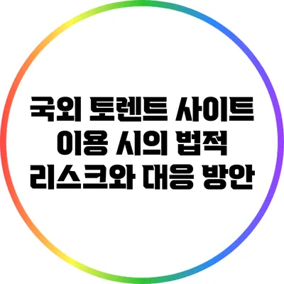 국외 토렌트 사이트 이용 시의 법적 리스크와 대응 방안