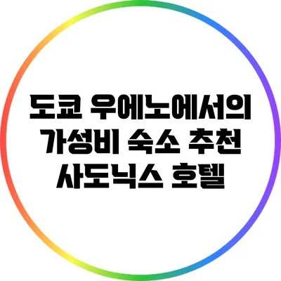 도쿄 우에노에서의 가성비 숙소 추천: 사도닉스 호텔