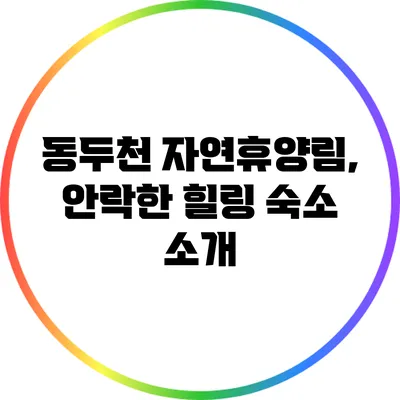 동두천 자연휴양림, 안락한 힐링 숙소 소개