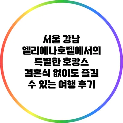 서울 강남 엘리에나호텔에서의 특별한 호캉스: 결혼식 없이도 즐길 수 있는 여행 후기