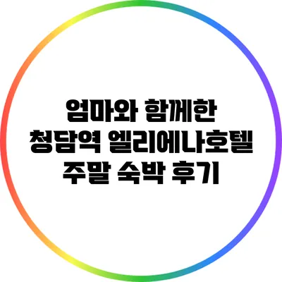 엄마와 함께한 청담역 엘리에나호텔 주말 숙박 후기