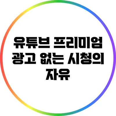 유튜브 프리미엄: 광고 없는 시청의 자유