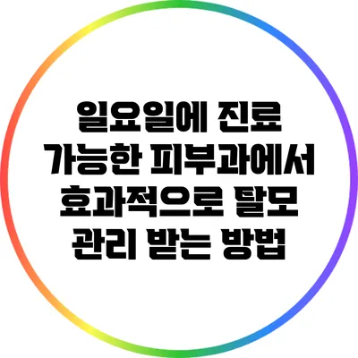 일요일에 진료 가능한 피부과에서 효과적으로 탈모 관리 받는 방법