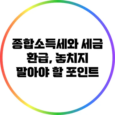 종합소득세와 세금 환급, 놓치지 말아야 할 포인트
