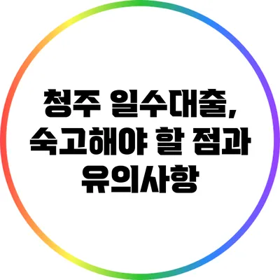청주 일수대출, 숙고해야 할 점과 유의사항
