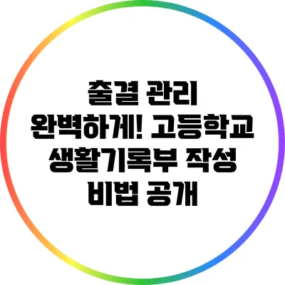 출결 관리 완벽하게! 고등학교 생활기록부 작성 비법 공개