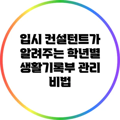 입시 컨설턴트가 알려주는 학년별 생활기록부 관리 비법