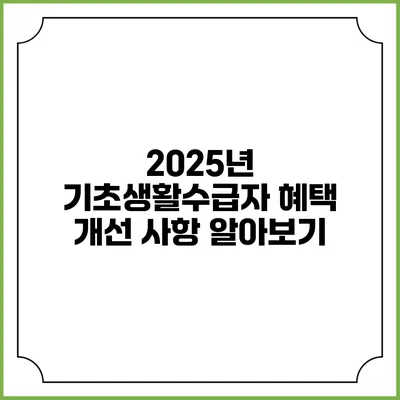 2025년 기초생활수급자 혜택 개선 사항 알아보기
