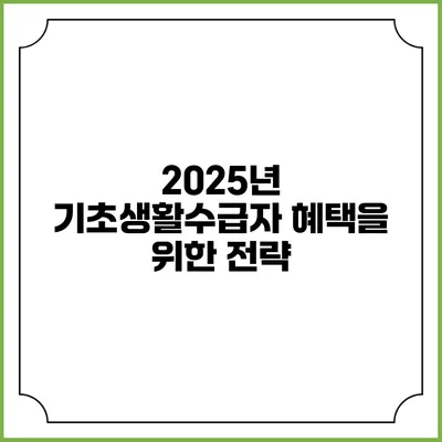 2025년 기초생활수급자 혜택을 위한 전략