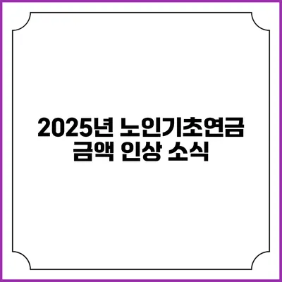 2025년 노인기초연금 금액 인상 소식