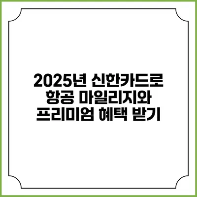 2025년 신한카드로 항공 마일리지와 프리미엄 혜택 받기