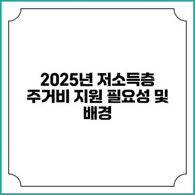 2025년 저소득층 주거비 지원 필요성 및 배경