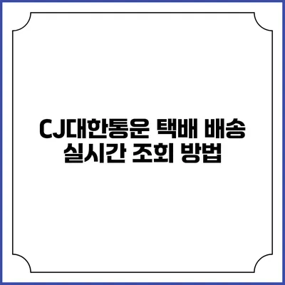 CJ대한통운 택배 배송 실시간 조회 방법