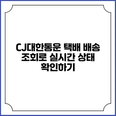 CJ대한통운 택배 배송 조회로 실시간 상태 확인하기