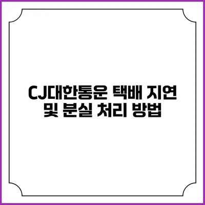 CJ대한통운 택배 지연 및 분실 처리 방법