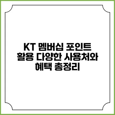 KT 멤버십 포인트 활용 다양한 사용처와 혜택 총정리