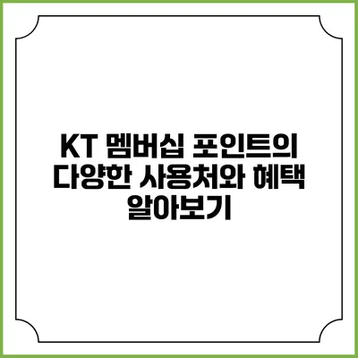 KT 멤버십 포인트의 다양한 사용처와 혜택 알아보기