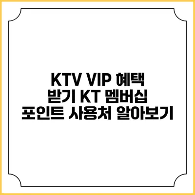 KTV VIP 혜택 받기 KT 멤버십 포인트 사용처 알아보기