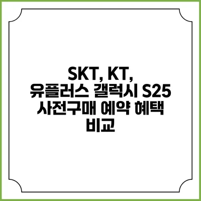 SKT, KT, 유플러스 갤럭시 S25 사전구매 예약 혜택 비교