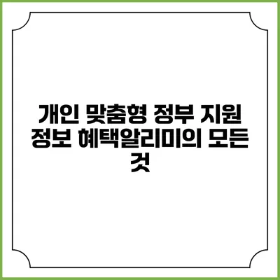 개인 맞춤형 정부 지원 정보 혜택알리미의 모든 것
