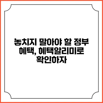 놓치지 말아야 할 정부 혜택, 혜택알리미로 확인하자