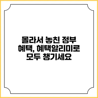 몰라서 놓친 정부 혜택, 혜택알리미로 모두 챙기세요