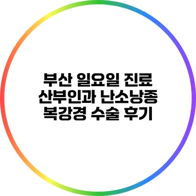 부산 일요일 진료 산부인과: 난소낭종 복강경 수술 후기