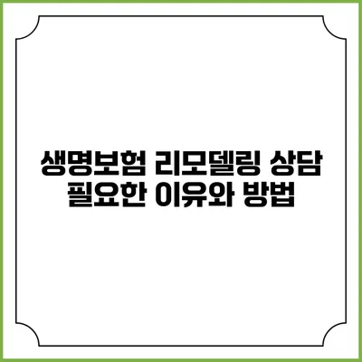 생명보험 리모델링 상담: 필요한 이유와 방법