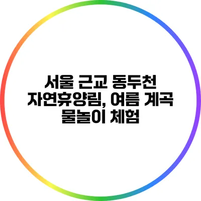 서울 근교 동두천 자연휴양림, 여름 계곡 물놀이 체험