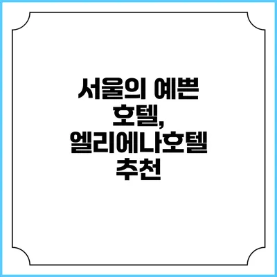 서울의 예쁜 호텔, 엘리에나호텔 추천