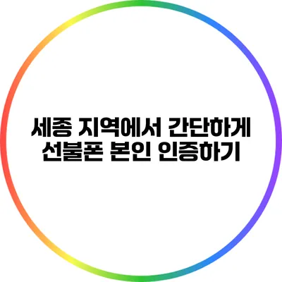 세종 지역에서 간단하게 선불폰 본인 인증하기