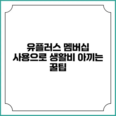 유플러스 멤버십 사용으로 생활비 아끼는 꿀팁