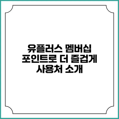 유플러스 멤버십 포인트로 더 즐겁게 사용처 소개