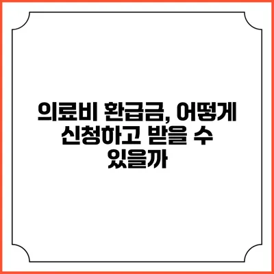 의료비 환급금, 어떻게 신청하고 받을 수 있을까?