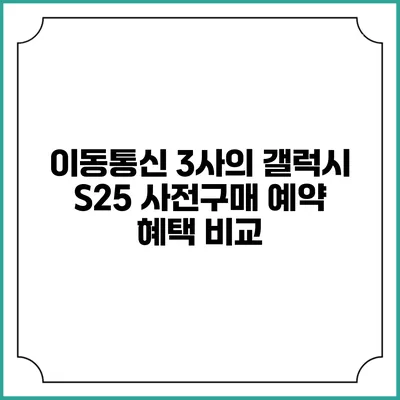 이동통신 3사의 갤럭시 S25 사전구매 예약 혜택 비교
