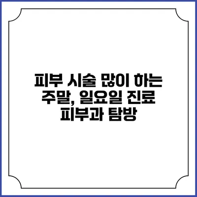 피부 시술 많이 하는 주말, 일요일 진료 피부과 탐방