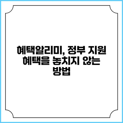 혜택알리미, 정부 지원 혜택을 놓치지 않는 방법