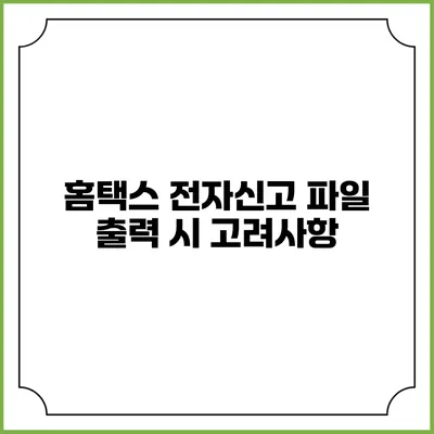 홈택스 전자신고 파일 출력 시 고려사항
