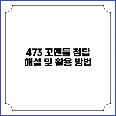 473 꼬맨틀 정답 해설 및 활용 방법