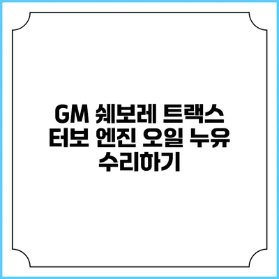 GM 쉐보레 트랙스 터보 엔진 오일 누유 수리하기