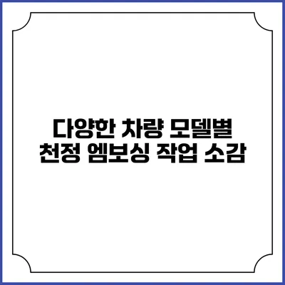 다양한 차량 모델별 천정 엠보싱 작업 소감