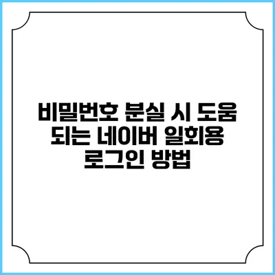 비밀번호 분실 시 도움 되는 네이버 일회용 로그인 방법