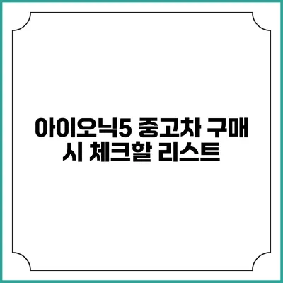 아이오닉5 중고차 구매 시 체크할 리스트