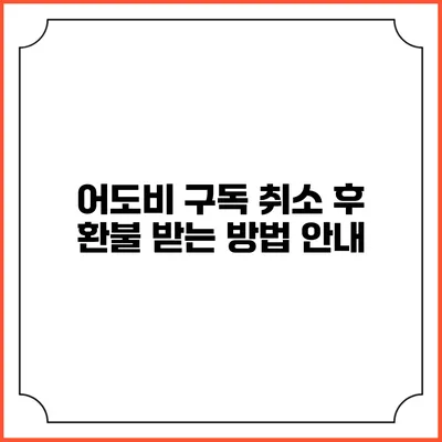 어도비 구독 취소 후 환불 받는 방법 안내