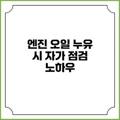 엔진 오일 누유 시 자가 점검 노하우