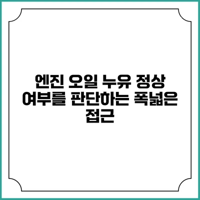 엔진 오일 누유 정상 여부를 판단하는 폭넓은 접근