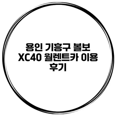 용인 기흥구 볼보 XC40 월렌트카 이용 후기