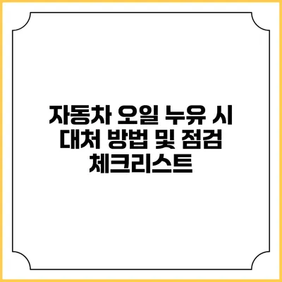 자동차 오일 누유 시 대처 방법 및 점검 체크리스트